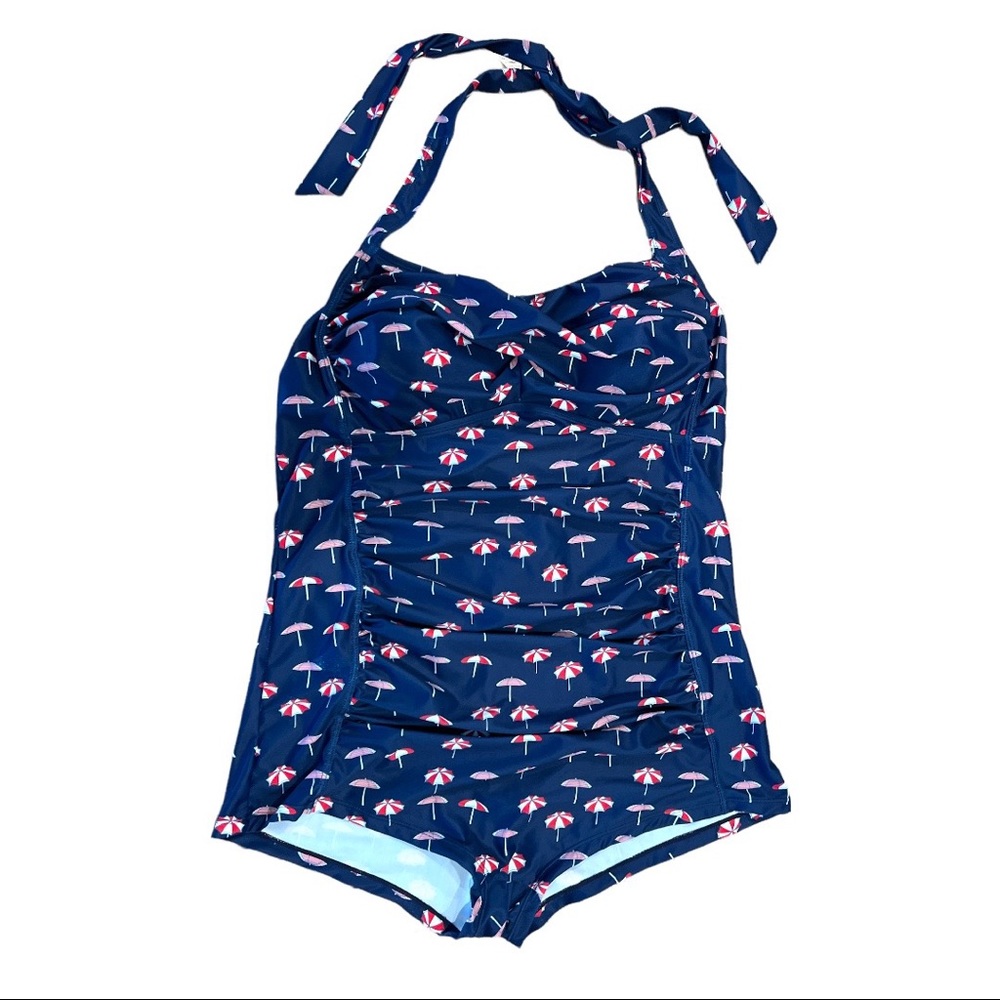 - Like new  tried never worn blue/red /white  prints 60s style swimsuit Sz XL